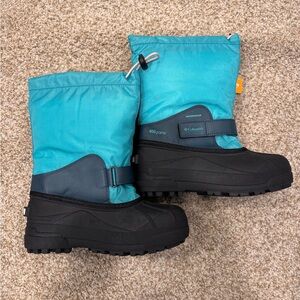 Columbia teal and Black kids size 3 Winter Boots